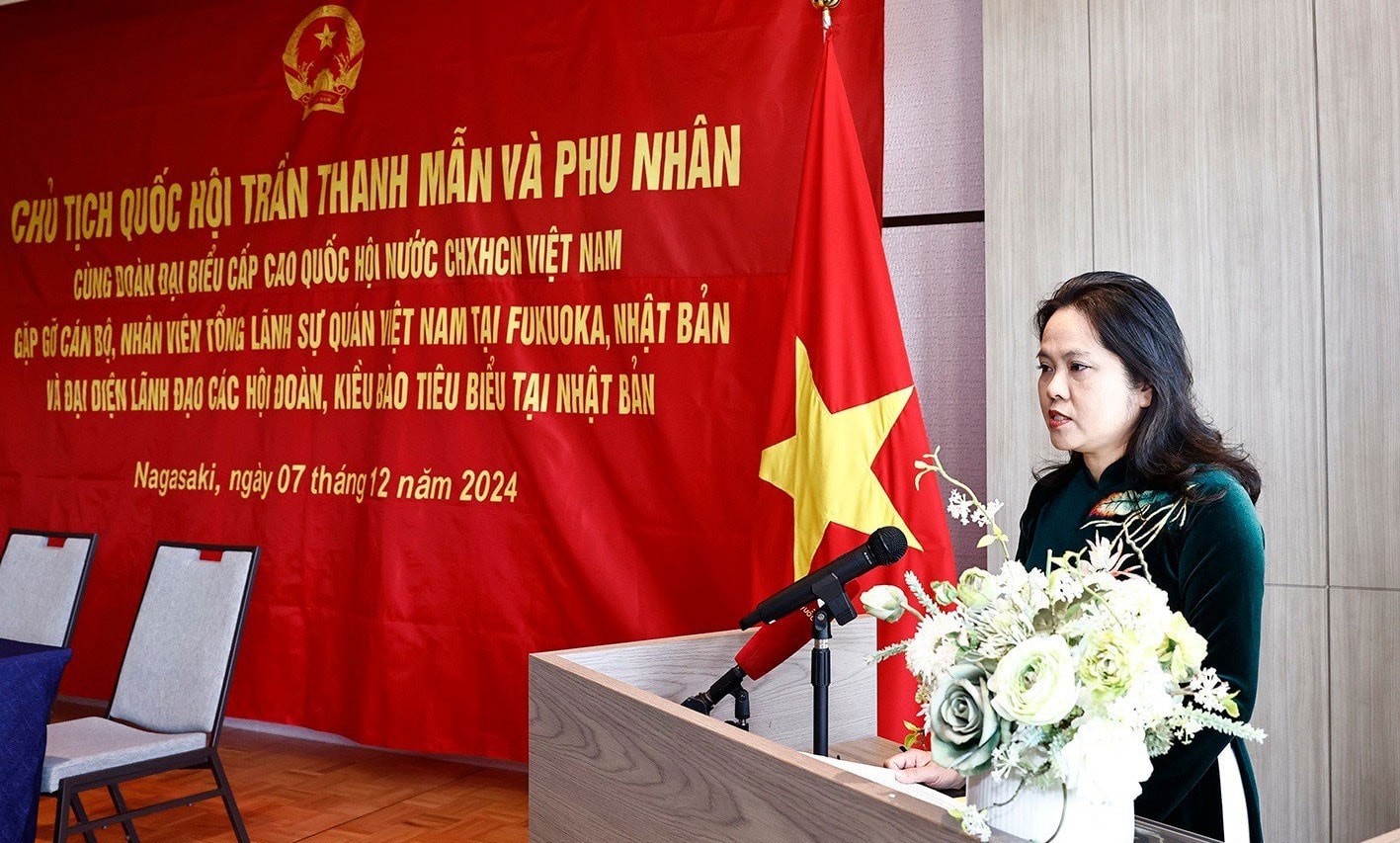 Tổng lãnh sự nước CHXHCN Việt Nam tại Fukuoka Vũ Chi Mai phát biểu. Ảnh: Doãn Tấn - TTXVN