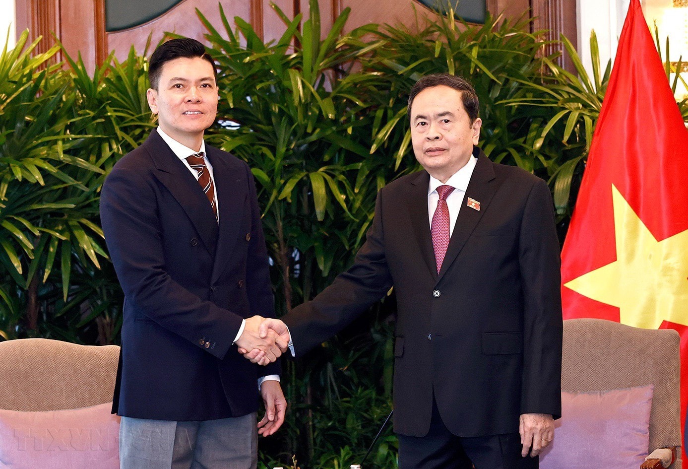 Chủ tịch Quốc hội Trần Thanh Mẫn tiếp Tổng giám đốc Sembcorp Development, kiêm Chủ tịch Hội đồng quản trị VSIP Group Lee Ark Boon. Ảnh: Doãn Tấn - TTXVN