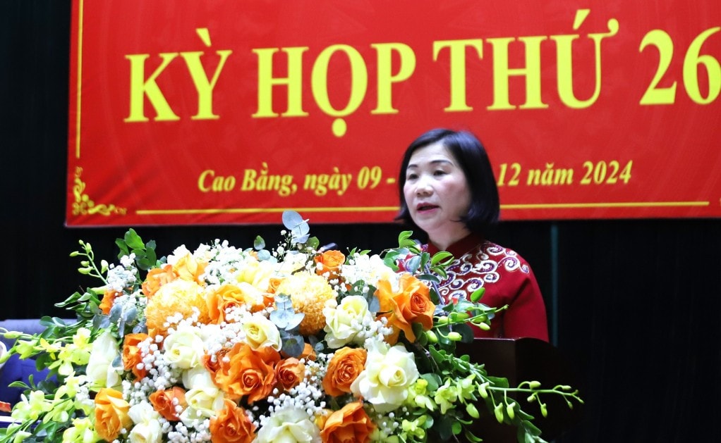 Phó Chủ tịch UBND tỉnh Nguyễn Bích Ngọc báo cáo kết quả kinh tế - xã hội năm 2024