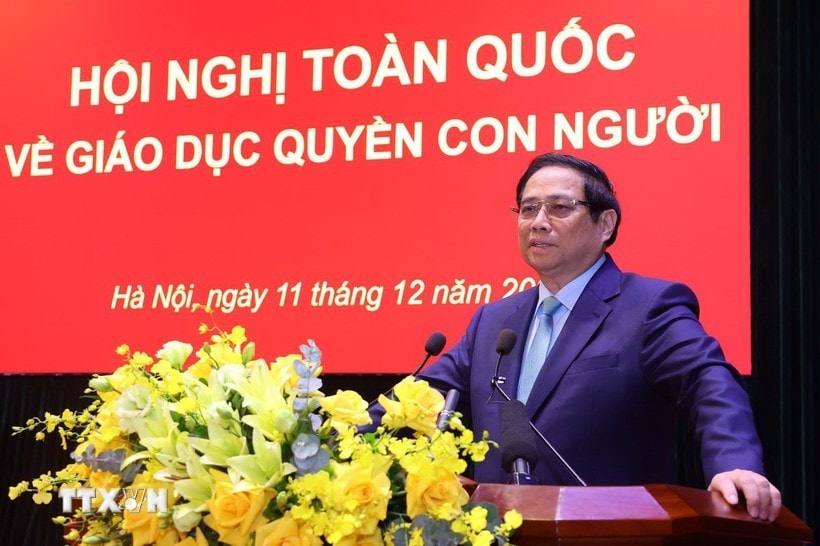 Thủ tướng Phạm Minh Chính phát biểu kết luận hội nghị. Ảnh: Văn Điệp- TTXVN