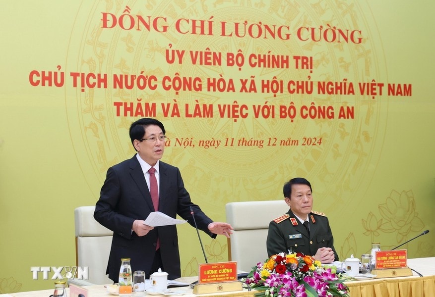 Chủ tịch nước Lương Cường phát biểu chỉ đạo. Ảnh: Lâm Khánh-TTXVN