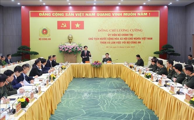 Chủ tịch nước Lương Cường phát biểu chỉ đạo. Ảnh: Lâm Khánh- TTXVN