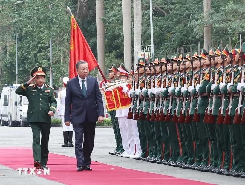 Party General Secretary To Lam, who is also Secretary of the Central Military Commission, comes to the celebration (Photo: VNA) Party General Secretary To Lam, who is also Secretary of the Central Military Commission, comes to the celebration (Photo: VNA)