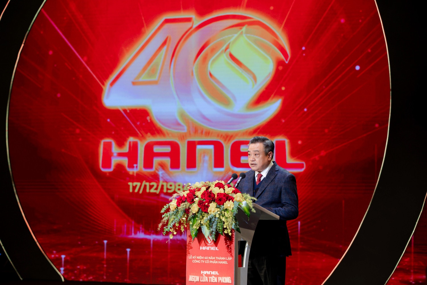 Ủy viên Ban Chấp hành Trung ương Đảng, Phó Bí thư Thành ủy, Chủ tịch UBND TP. Hà Nội Trần Sỹ Thanh phát biểu tại Lễ kỷ niệm