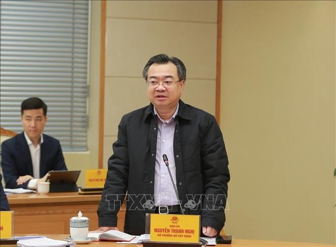 Bộ trưởng Bộ Xây dựng Nguyễn Thanh Nghị phát biểu tại cuộc họp. Ảnh: TTXVN