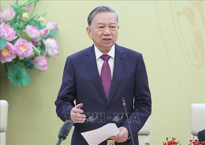 Tổng Bí thư Tô Lâm phát biểu chỉ đạo hội nghị. Ảnh: Thống Nhất/TTXVN