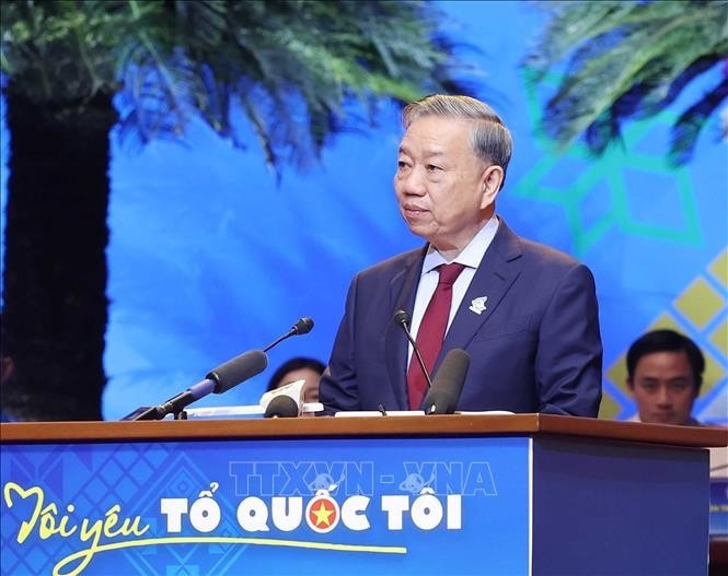 Tổng Bí thư Tô Lâm phát biểu chỉ đạo Đại hội đại biểu toàn quốc Hội Liên hiệp Thanh niên Việt Nam Khóa IX. Ảnh: Thống Nhất/TTXVN