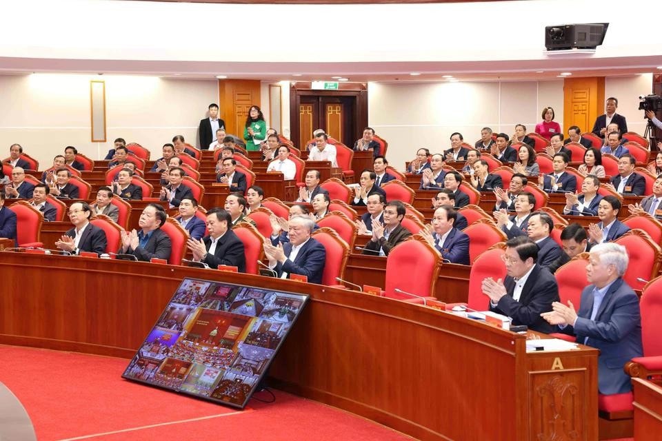 Các đồng chí lãnh đạo các ban, bộ, ngành dự hội nghị. Ảnh: Phương Hoa/TTXVN
