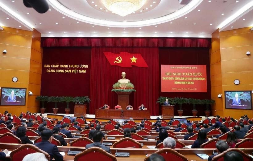 Hội nghị tổng kết công tác kiểm tra, giám sát của Đảng năm 2024, triển khai nhiệm vụ năm 2025. Ảnh: Thống Nhất/TTXVN