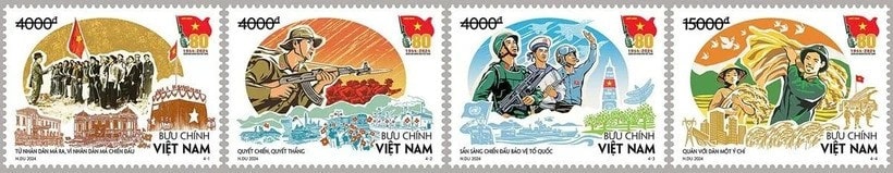 A stamp collection marking 80 years of Vietnam People’s Army is released. (Photo: https://english.vov.vn/) stamps.jpg
