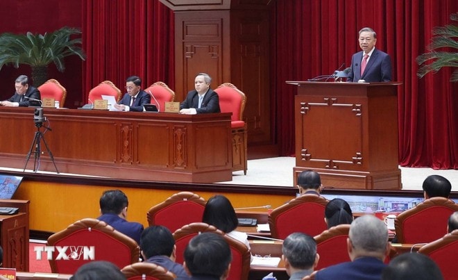 Tổng Bí thư Tô Lâm phát biểu chỉ đạo tại hội nghị kiểm tra, giám sát kỷ luật của Đảng. Ảnh: Thống Nhất/TTXVN