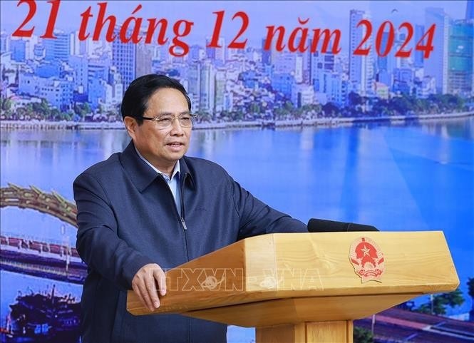 Thủ tướng Phạm Minh Chính kết luận Phiên họp lần thứ nhất của Ban Chỉ đạo thực hiện thí điểm một số cơ chế, chính sách đặc thù phát triển thành phố Đà Nẵng. Ảnh: Dương Giang/TTXVN