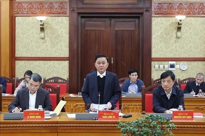 Thường trực Ban Bí thư Trần Cẩm Tú phát biểu. Ảnh: Thống Nhất - TTXVN