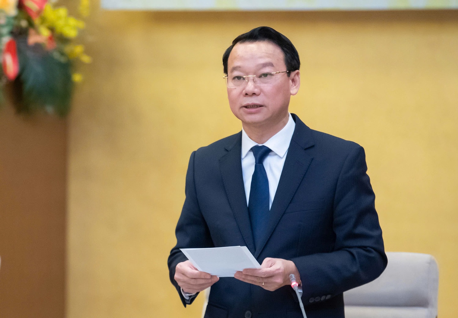 Bộ trưởng Bộ Tài nguyên và Môi trường Đỗ Đức Duy báo cáo về công tác phối hợp thực hiện nhiệm vụ