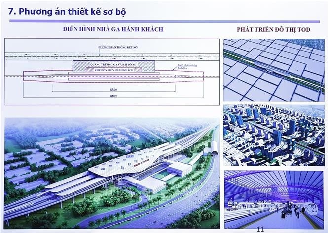 Phương án thiết kế sơ bộ Dự án đường sắt tốc độ cao trên trục Bắc - Nam. Ảnh: Doãn Tấn/TTXVN
