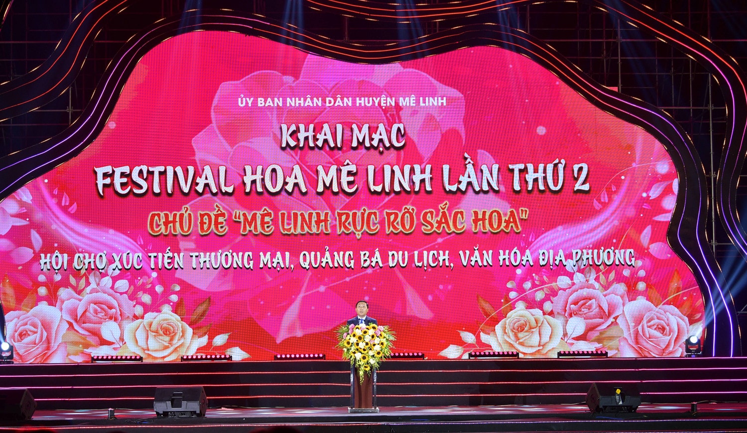 Lãnh đạo huyện Mê Linh phát biểu khai mạc chào mừng