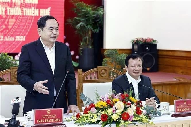 NA Chairman Tran Thanh Man at a working session on December 29 with the standing board of the Party Committee of Thua Thien – Hue province (Photo: Lam Hien) img-5653.jpg
