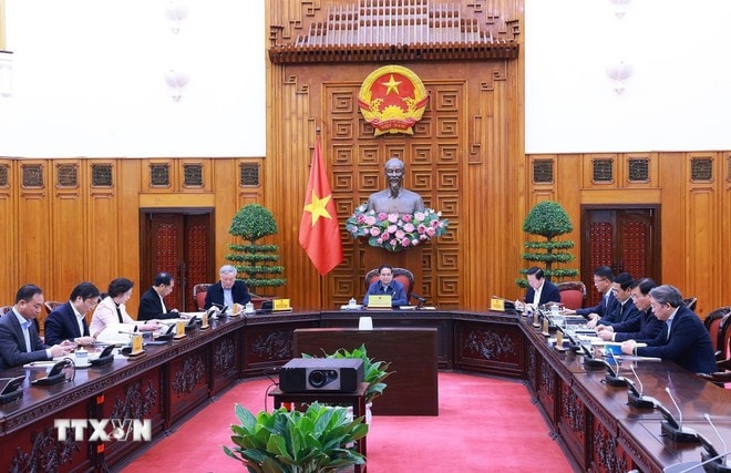 Phiên họp lần thứ sáu về sắp xếp, tinh gọn bộ máy của Chính phủ. Ảnh: Dương Giang/TTXVN