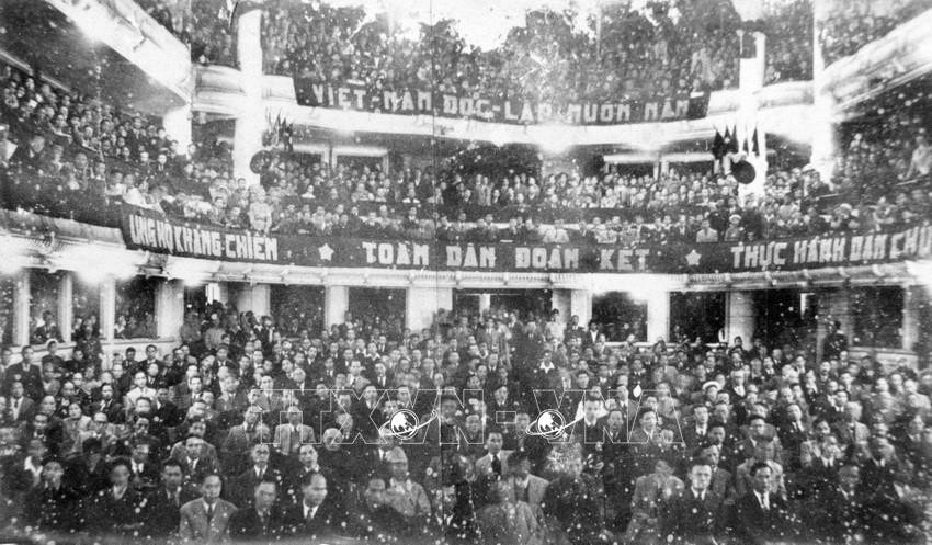 Quang cảnh buổi khai mạc kỳ họp thứ nhất, Quốc hội khoá I, ngày 2/3/1946. Ảnh: Tư liệu TTXVN