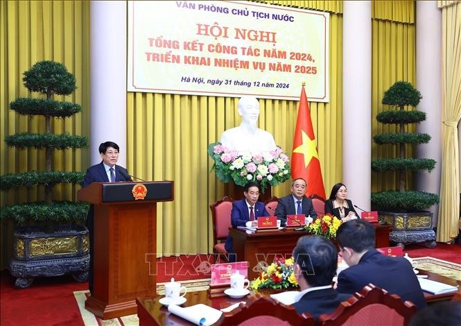 Chủ tịch nước Lương Cường phát biểu chỉ đạo. Ảnh: Lâm Khánh/TTXVN