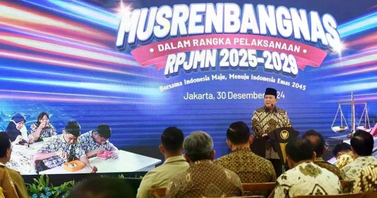 Indonesian President Prabowo Subianto delivers a speech at the National Development Planning Coordination Meeting for the 2025-2029 Medium-Term National Development Plan (RPJMN) in Jakarta on December 30, 2024. (Photo: Antara) download-9515.jpg