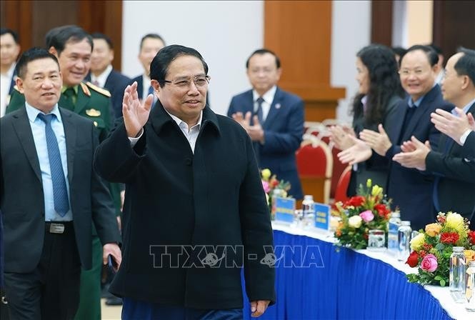 Thủ tướng Phạm Minh Chính dự hội nghị triển khai nhiệm vụ ngành tài chính năm 2025. Ảnh: Dương Giang/TTXVN