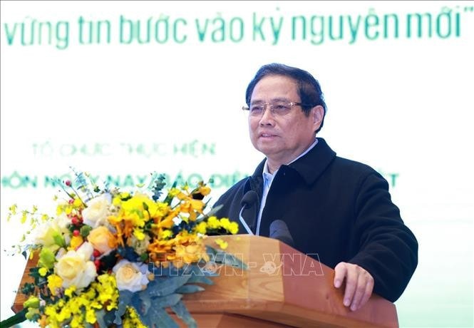 Thủ tướng Phạm Minh Chính đối thoại với nông dân Việt Nam năm 2024. Ảnh: Dương Giang/TTXVN