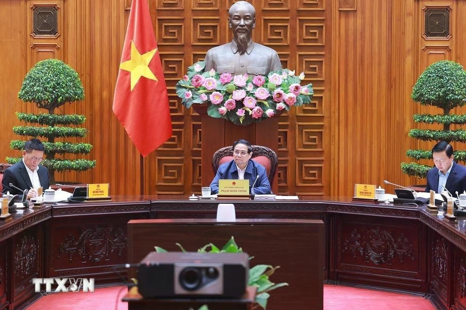 Thủ tướng Phạm Minh Chính chủ trì Phiên họp lần thứ 7 Ban Chỉ đạo tinh gọn bộ máy của Chính phủ. Ảnh: Dương Giang/TTXVN