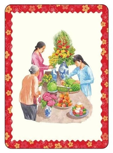 Hộp thẻ Tết ba miền tái hiện các hoạt động, phong tục và biểu tượng gắn liền với Tết. Ảnh: Thái Hà Books