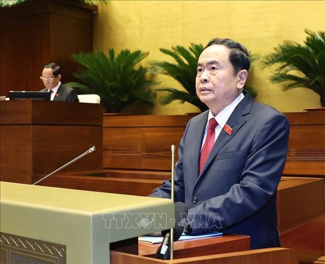 Chủ tịch Quốc hội Trần Thanh Mẫn phát biểu khai mạc Kỳ họp thứ Tám. Ảnh: Thống Nhất/TTXVN