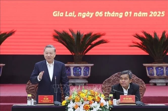 Party General Secretary To Lam speaks at the working session with Gia Lai's key officials on January 6. (Photo: VNA) 02efc647-5a8e-46ce-802e-047db70a497b.jpg