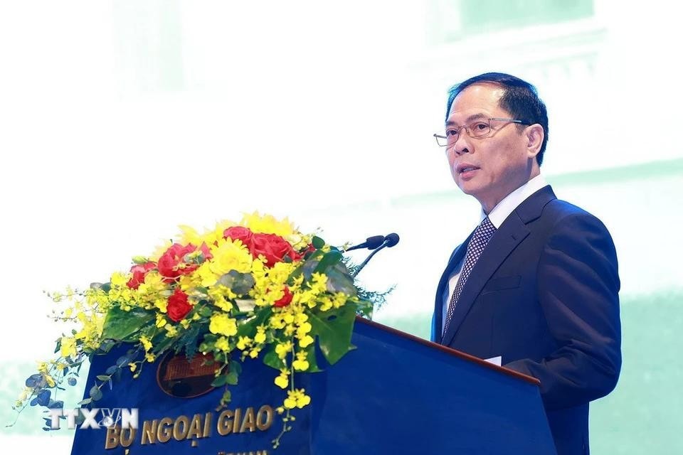 Phó Thủ tướng, Bộ trưởng Ngoại giao Bùi Thanh Sơn phát biểu khai mạc hội nghị. Ảnh: Dương Giang/TTXVN