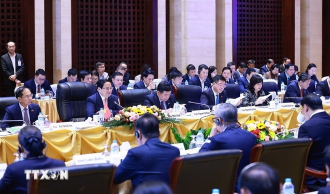Thủ tướng Phạm Minh Chính phát biểu tại Kỳ họp lần thứ 47 Ủy ban liên Chính phủ Việt Nam - Lào. Ảnh: Dương Giang/TTXVN