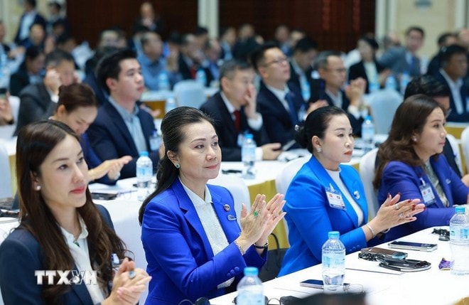 Các đại biểu dự Hội nghị Hợp tác đầu tư Việt Nam - Lào năm 2025. Ảnh: Dương Giang/TTXVN