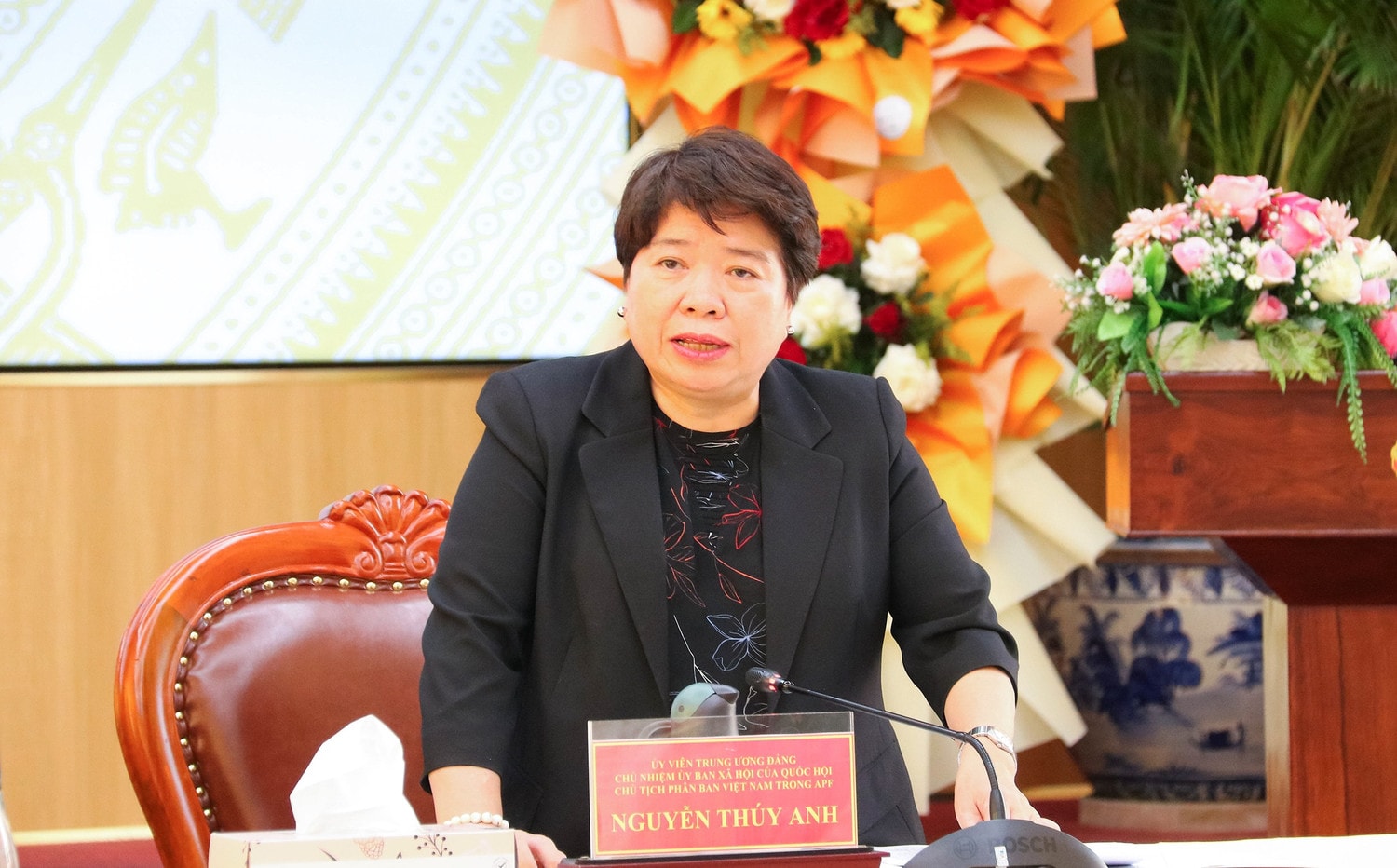 Chủ nhiệm Ủy ban Xã hội, Chủ tịch Phân ban Việt Nam trong APF Nguyễn Thúy Anh - Phó Trưởng Ban Tổ chức phát biểu. Ảnh: Nguyễn Hành