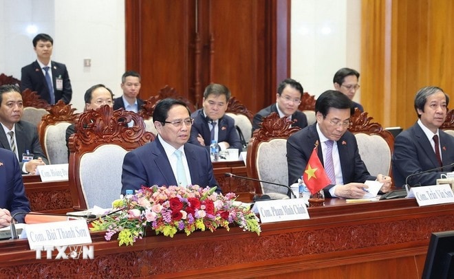 Thủ tướng Phạm Minh Chính phát biểu. Ảnh: Dương Giang/TTXVN