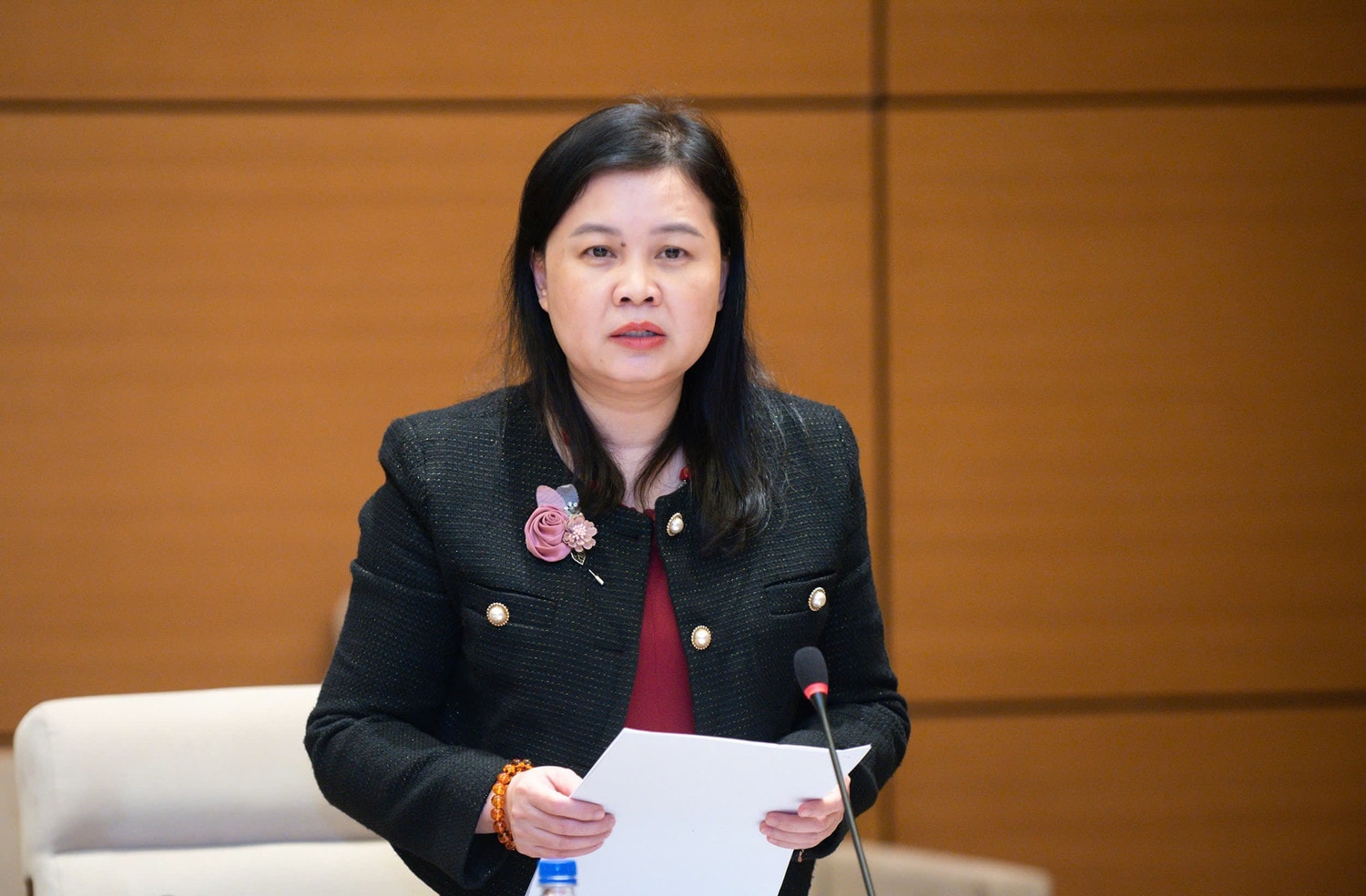 Phó Chủ nhiệm Ủy ban Pháp luật Nguyễn Phương Thủy phát biểu tại phiên họp