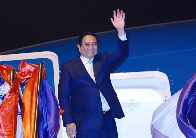 PM Pham Minh Chinh leaves Vientiane on January 10, concluding his two-day trip to visit Laos and co-chair the 47th meeting of the Vietnam - Laos Intergovernmental Committee for Bilateral Cooperation. (Photo: VNA) img-6185.jpg