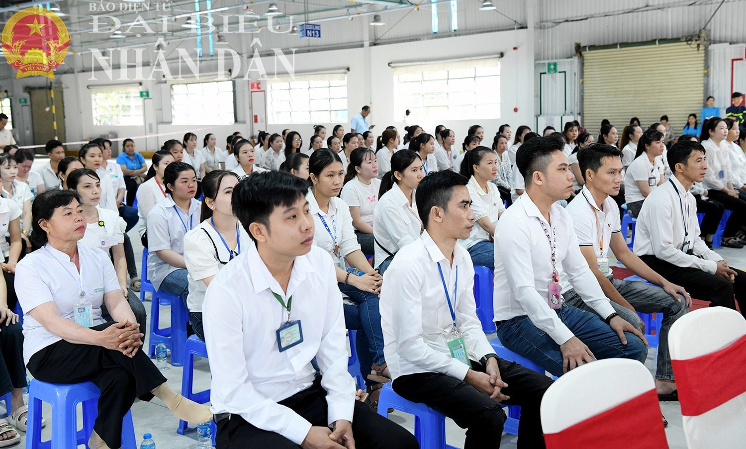 Công nhân người lao động Công ty TNHH MTV Giáp Quán Thăng tại cuộc gặp mặt. Ảnh: Lâm Hiển