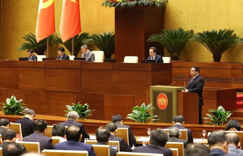 Prime Minister Pham Minh Chinh speaks at the national conference. (Photo: VNA) bbb15436-3a07-47d9-a93e-93944e0021cb.jpg