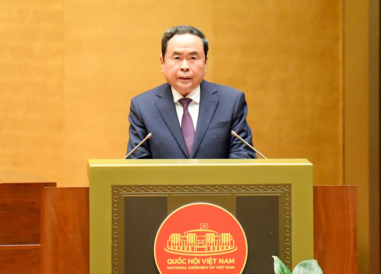 National Assembly Chairman Tran Thanh Man addresses the national conference on breakthroughs in developing science, technology, innovation, and national digital transformation on January 13. (Photo: Lam Hien) v2.jpg