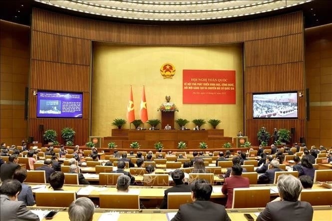 Participants at the national conference held by the Politburo and the Party Central Committee’s Secretariat in Hanoi on January 13 morning. (Photo: VNA) 2f10b6ee-eaca-498d-b3b1-38d3fa18860d.jpg