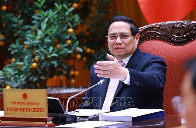 Thủ tướng Phạm Minh Chính phát biểu tại Phiên họp lần thứ 10 của Ban Chỉ đạo tinh gọn bộ máy của Chính phủ. Ảnh: Dương Giang/TTXVN