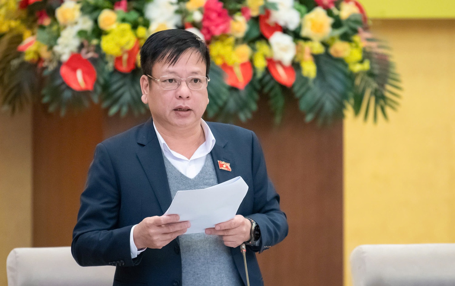 Phó Chủ nhiệm Ủy ban Pháp luật Nguyễn Trường Giang phát biểu