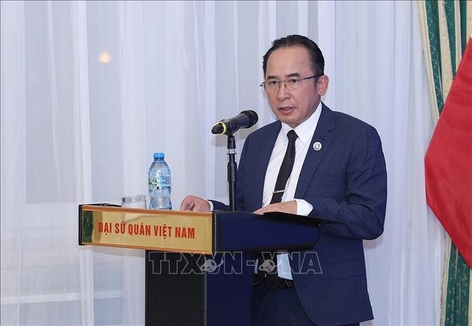 Đại diện cộng đồng người Việt Nam tại Cộng hòa Ba Lan phát biểu. Ảnh: Dương Giang/TTXVN