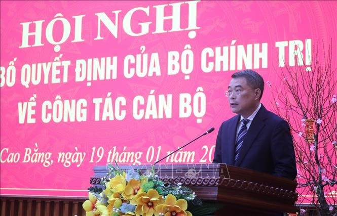 Ủy viên Bộ Chính trị, Bí thư Trung ương Đảng, Trưởng Ban Tổ chức Trung ương Lê Minh Hưng phát biểu.