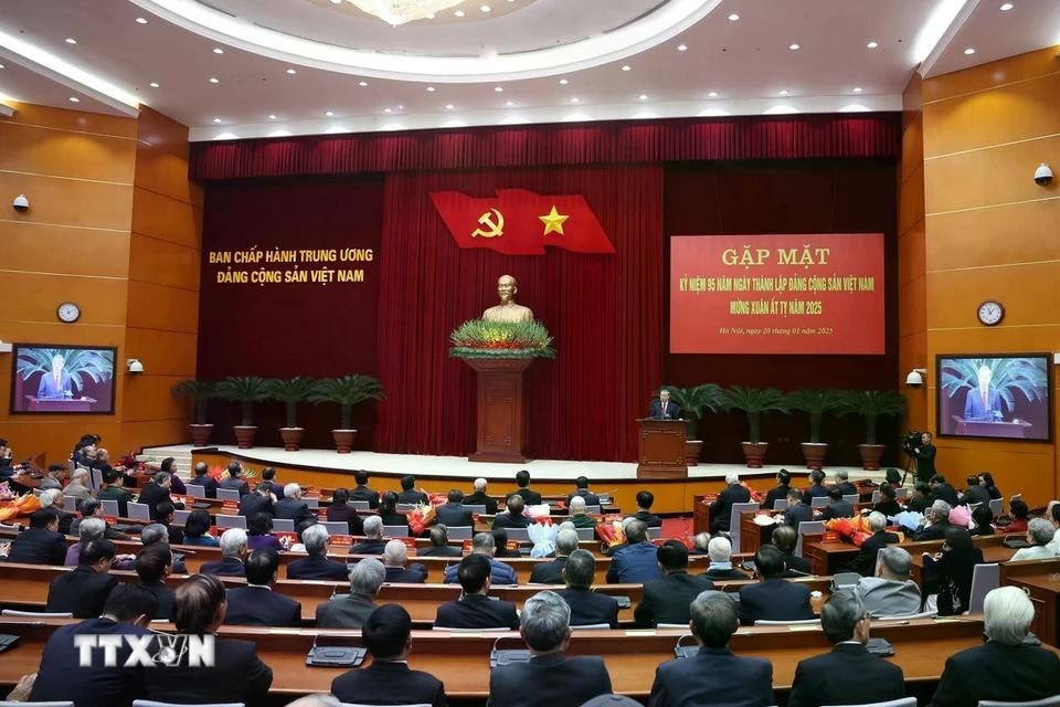 Tổng Bí thư Tô Lâm phát biểu tại buổi gặp mặt. Ảnh: Thống Nhất/TTXVN