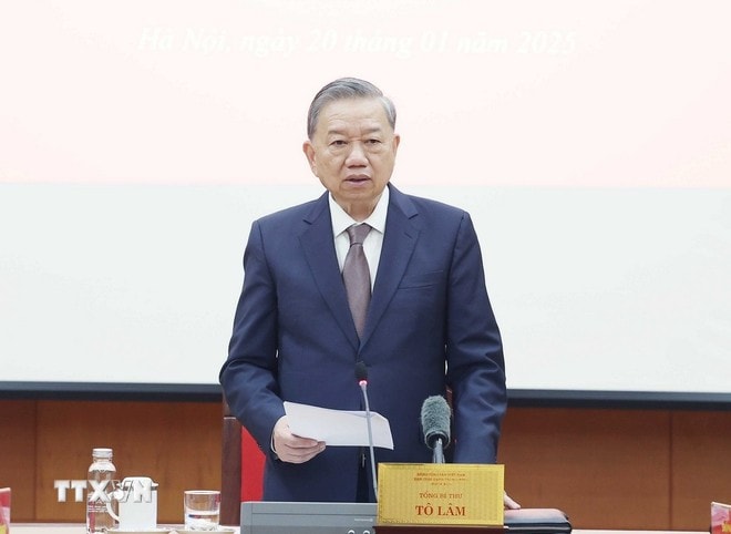 Tổng Bí thư Tô Lâm, Trưởng Ban Chỉ đạo chủ trì phiên họp. Ảnh: Thống Nhất/TTXVN