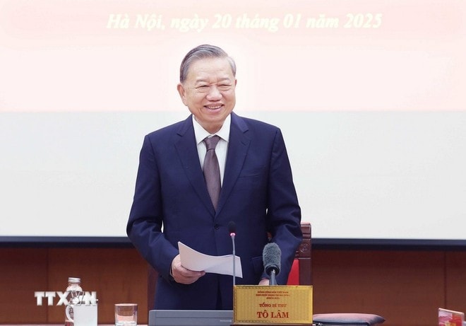 Tổng Bí thư Tô Lâm, Trưởng Ban Chỉ đạo chủ trì phiên họp. Ảnh: Thống Nhất/TTXVN