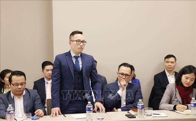 Đại diện Mạng lưới Đổi mới sáng tạo Việt Nam tại Hungary phát biểu. Ảnh: Dương Giang/TTXVN